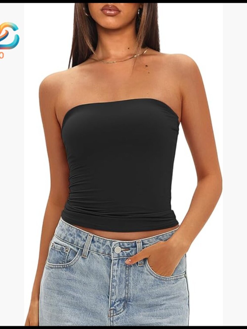 Strapless Tube Top with Built-In Bra, Removable Pads, Double Lined